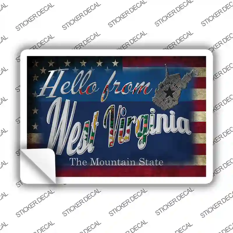 Hello From West Virginia Novelty Postcard Sticker Decals