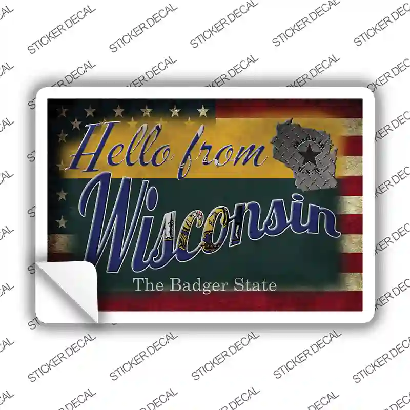Hello From Wisconsin Novelty Postcard Sticker Decals