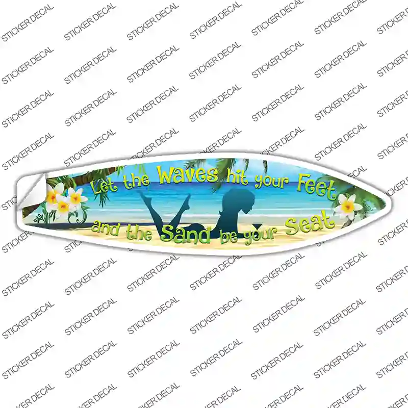 Let The Waves Novelty Surfboard Sticker Decal