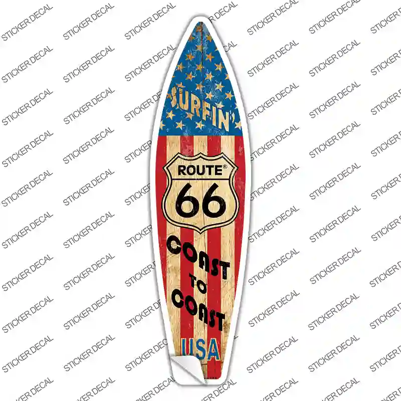 Route 66 Surfing USA Novelty Surfboard Sticker Decal