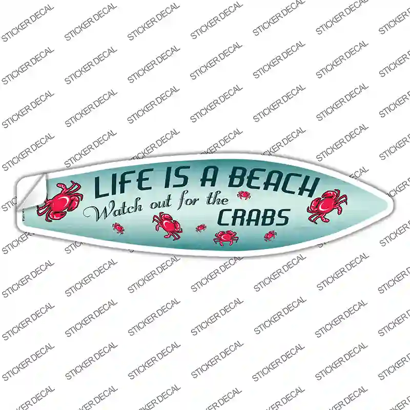 Watch Out For Crabs Novelty Surfboard Sticker Decal