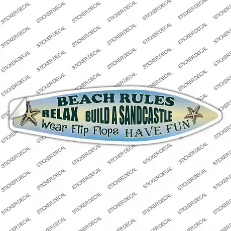 Beach Rules Relax Novelty Surfboard Sticker Decal