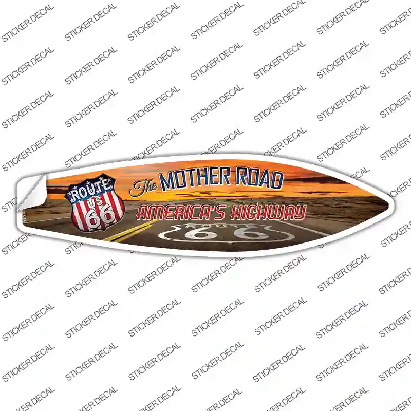 Route 66 With Sunset Novelty Surfboard Sticker Decal