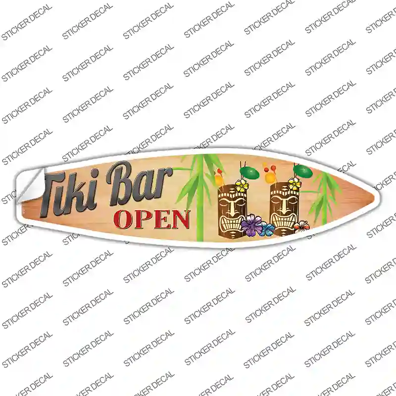 Tiki Bar Open Novelty Surfboard Sticker Decal