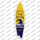 Surf All Day Party All Night Novelty Surfboard Sticker Decal