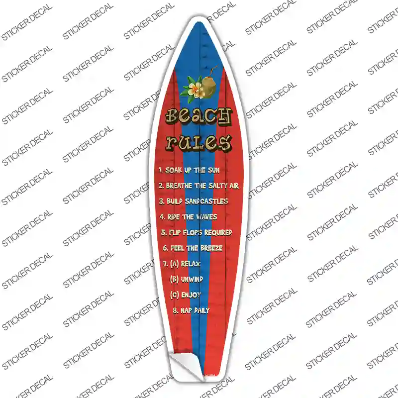 Beach Rules Novelty Surfboard Sticker Decal