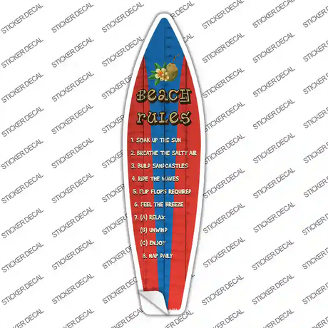 Beach Rules Novelty Surfboard Sticker Decal