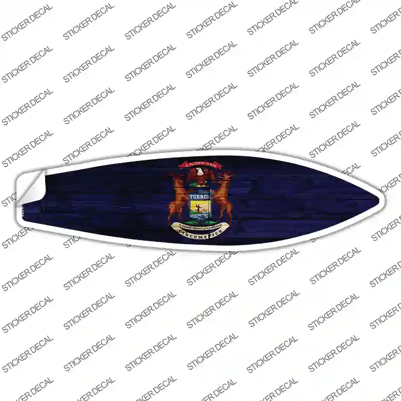 Michigan State Flag Novelty Surfboard Sticker Decal