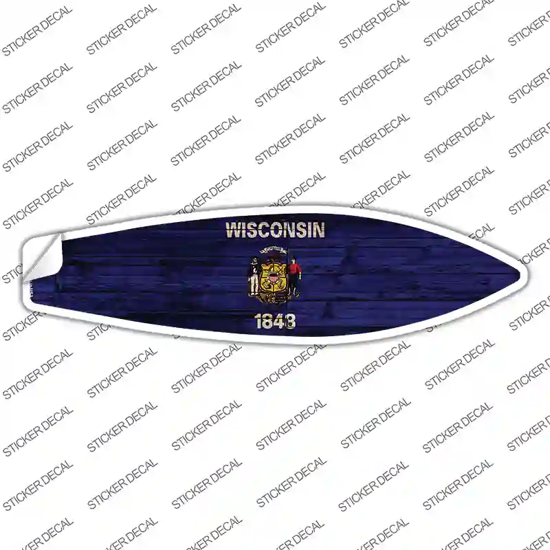 Wisconsin State Flag Novelty Surfboard Sticker Decal