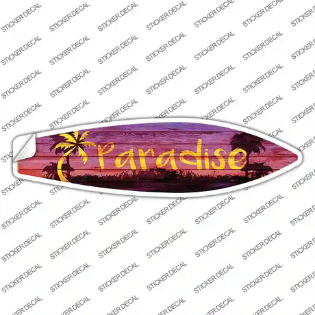 Paradise With Palm Tree Novelty Surfboard Sticker Decal