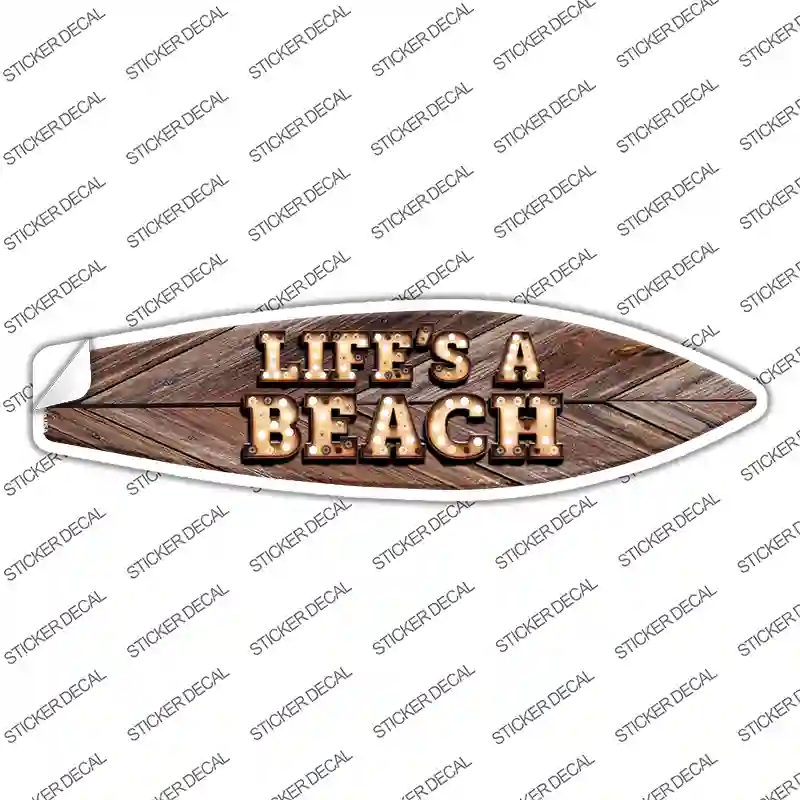 Lifes A Beach Bulb Lettering Novelty Surfboard Sticker Decal