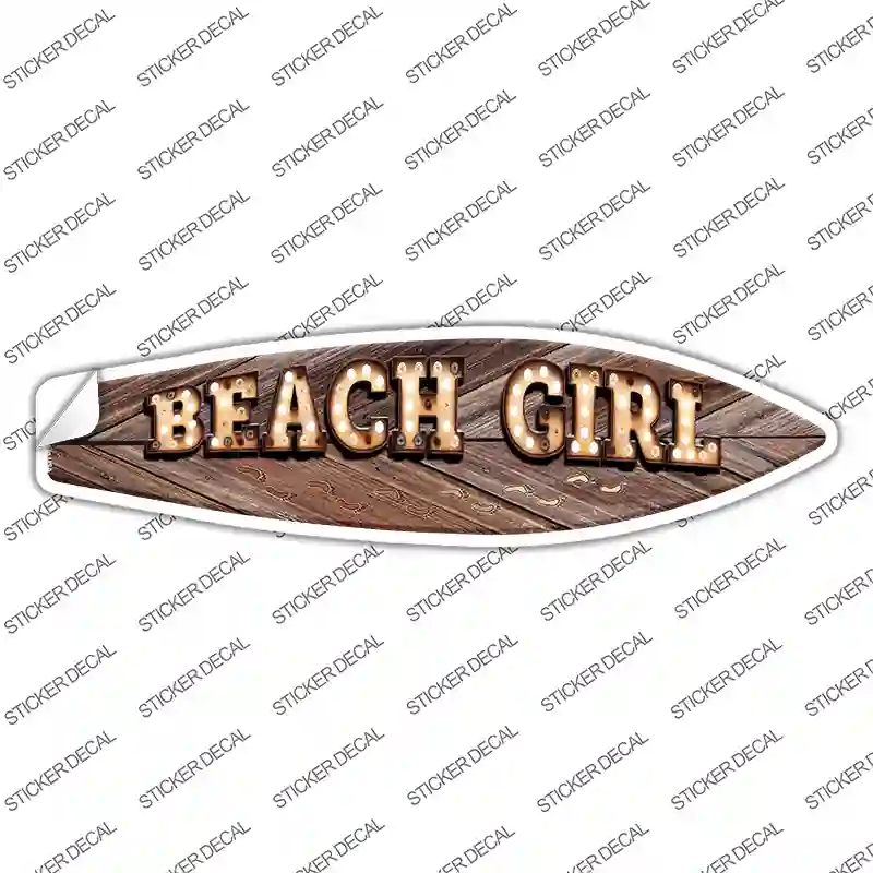 Beach Girl Bulb Lettering Novelty Surfboard Sticker Decal