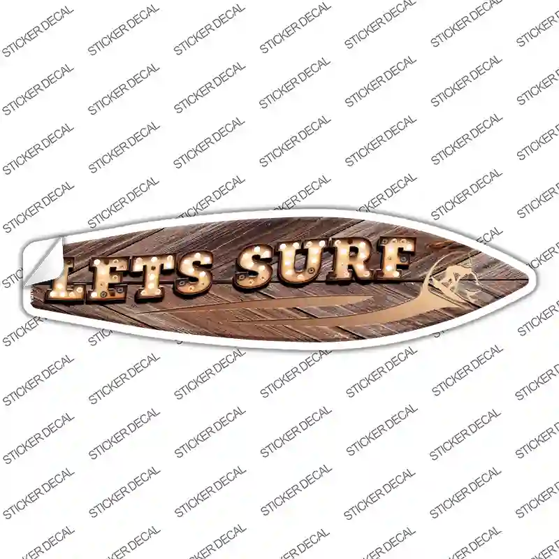 Lets Surf Bulb Lettering Novelty Surfboard Sticker Decal