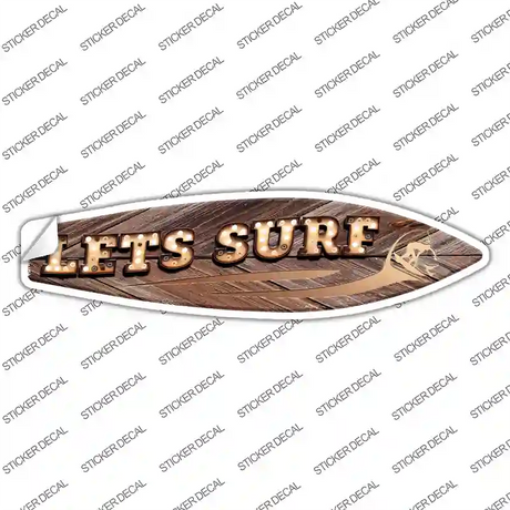 Lets Surf Bulb Lettering Novelty Surfboard Sticker Decal
