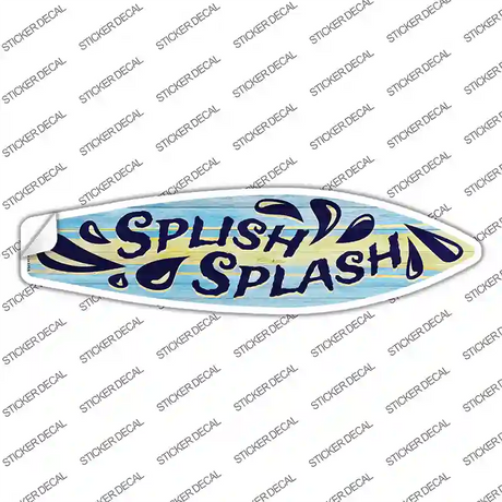 Blue Splish Splash Novelty Surfboard Sticker Decal