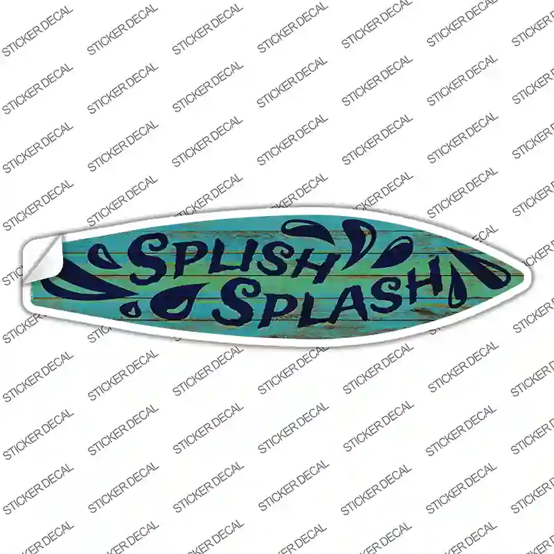 Green Splish Splash Novelty Surfboard Sticker Decal