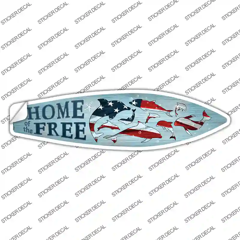 Home of the Free Novelty Surfboard Sticker Decal