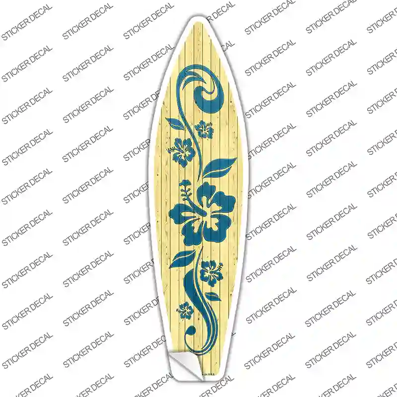 Hibiscus Floweron Wood Novelty Surfboard Sticker Decal