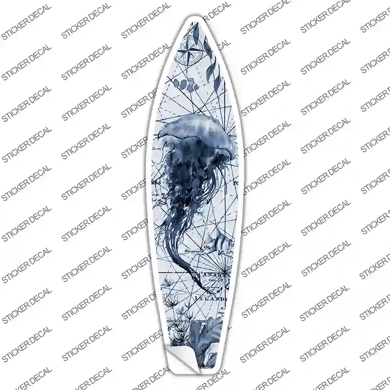 Black and White Jellyfish Novelty Surfboard Sticker Decal