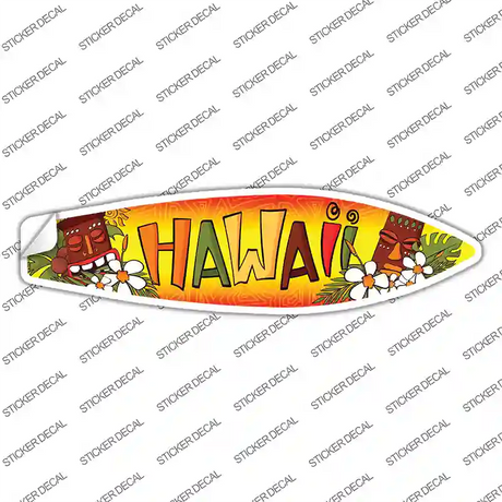 Hawaii With Tikis Novelty Surfboard Sticker Decal