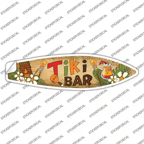 Tiki Bar With Torches Novelty Surfboard Sticker Decal
