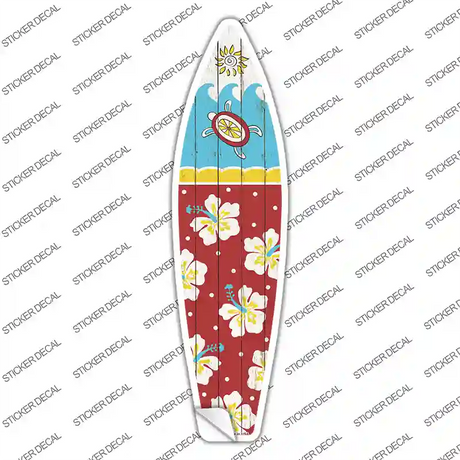 Sea Turtle With Hibiscus Flower Novelty Surfboard Sticker Decal