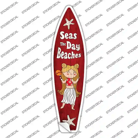 Seas the Day Beaches Novelty Surfboard Sticker Decal