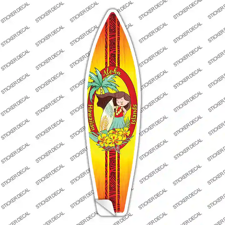 Aloha Hawaiian Islands Novelty Surfboard Sticker Decal