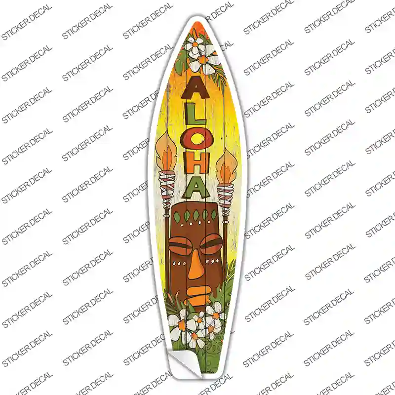 Aloha With Tiki Novelty Surfboard Sticker Decal
