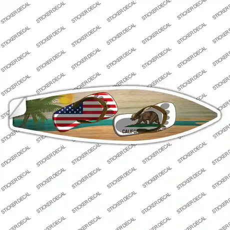 California Flag Flip Flop Novelty Surfboard Sticker Decal