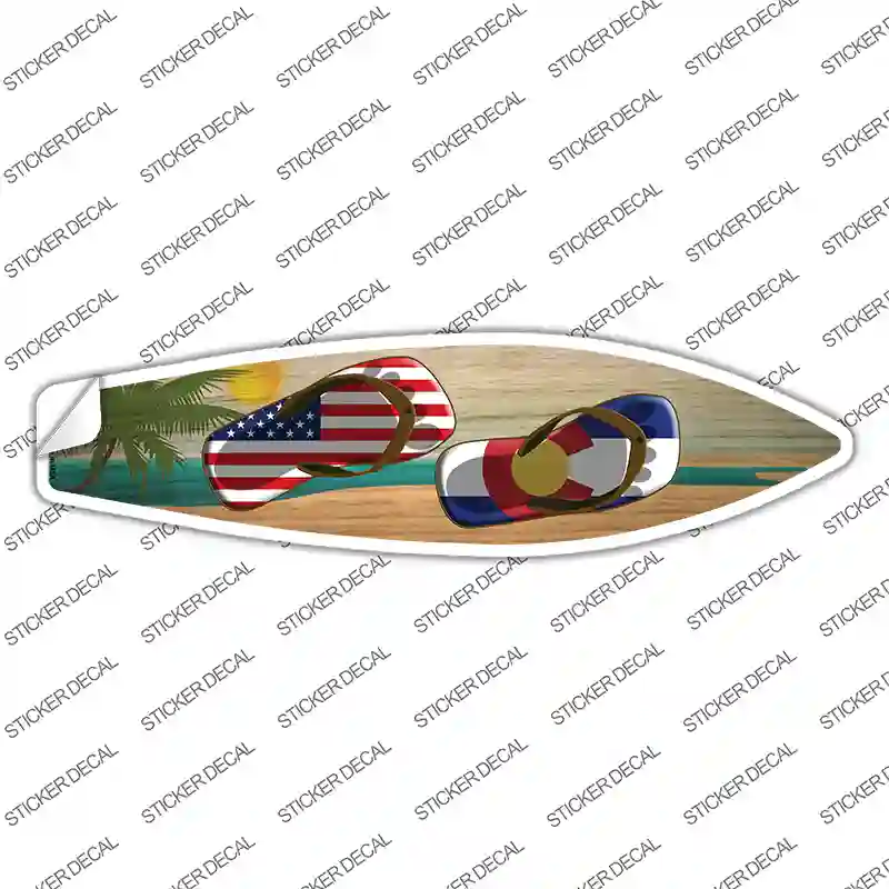 Colorado Flag Flip Flop Novelty Surfboard Sticker Decal