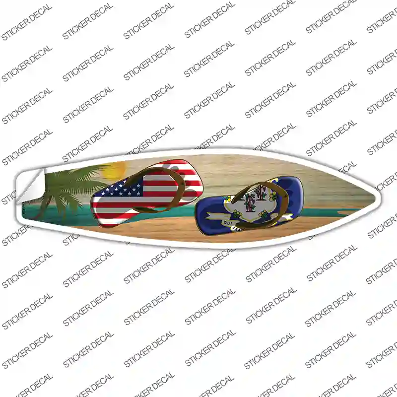 Connecticut Flag Flip Flop Novelty Surfboard Sticker Decal