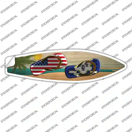 Connecticut Flag Flip Flop Novelty Surfboard Sticker Decal