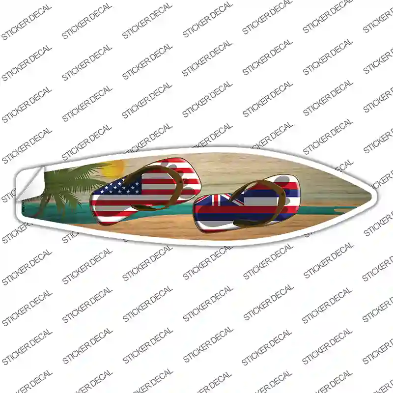 Hawaii Flag Flip Flop Novelty Surfboard Sticker Decal