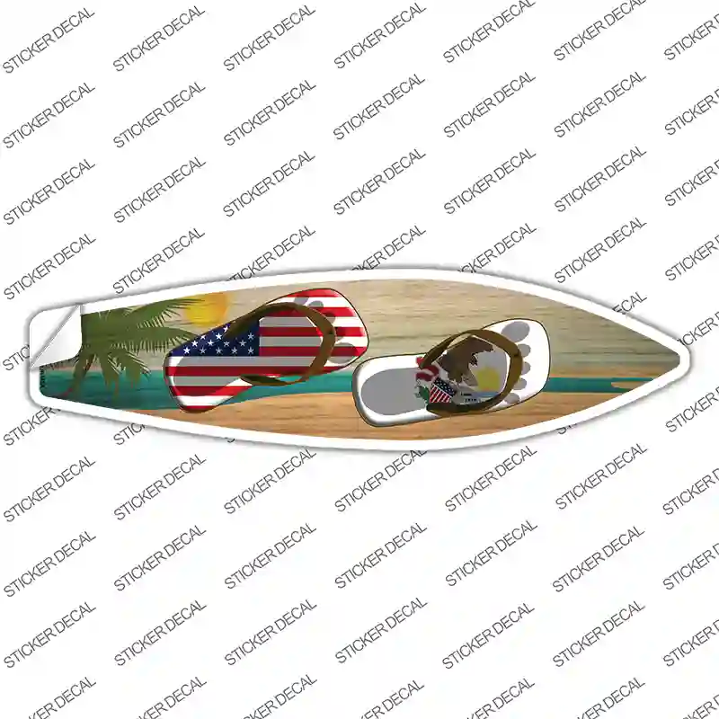 Illinois Flag Flip Flop Novelty Surfboard Sticker Decal