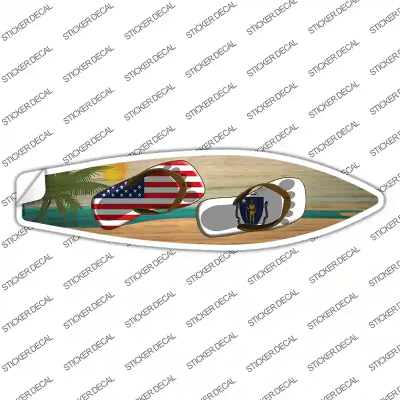 Massachusetts Flag Flip Flop Novelty Surfboard Sticker Decal
