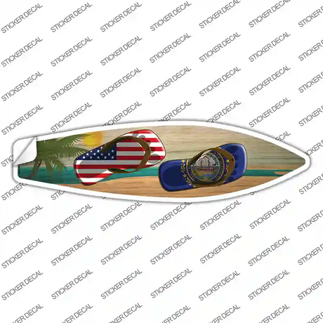 New Hampshire Flag Flip Flop Novelty Surfboard Sticker Decal