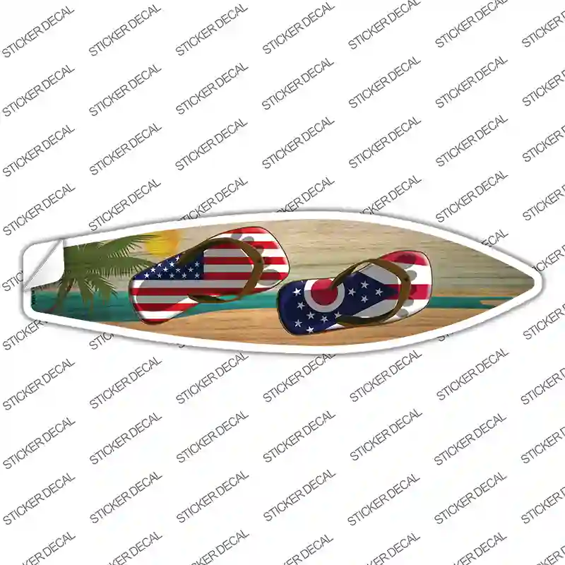 Ohio Flag Flip Flop Novelty Surfboard Sticker Decal
