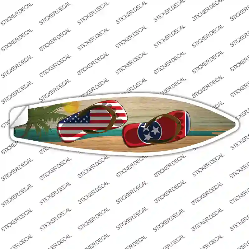 Tennessee Flag Flip Flop Novelty Surfboard Sticker Decal