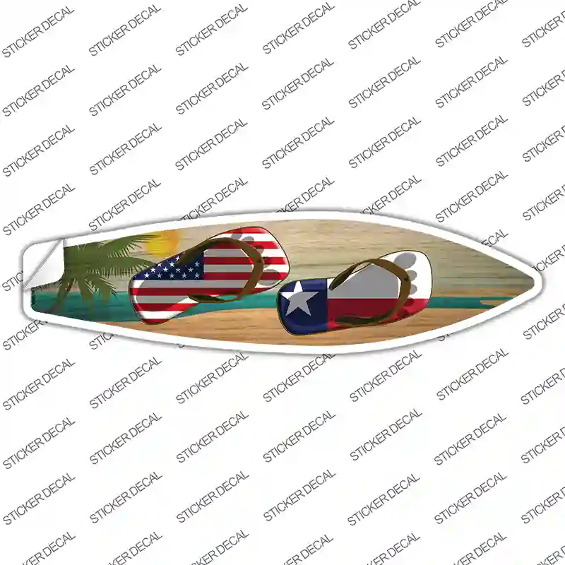 Texas Flag Flip Flop Novelty Surfboard Sticker Decal