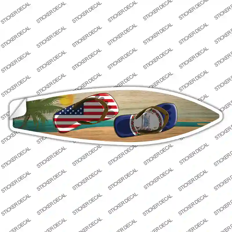 Virginia Flag Flip Flop Novelty Surfboard Sticker Decal