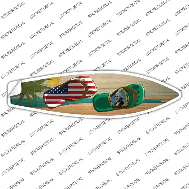Washington Flag Flip Flop Novelty Surfboard Sticker Decal