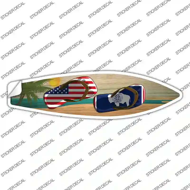 Wyoming Flag Flip Flop Novelty Surfboard Sticker Decal