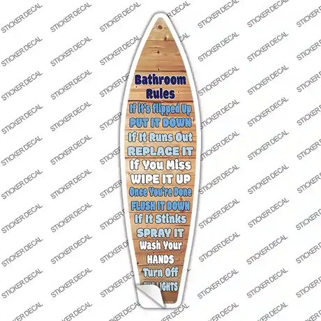 Bathroom Rules Novelty Surfboard Sticker Decal