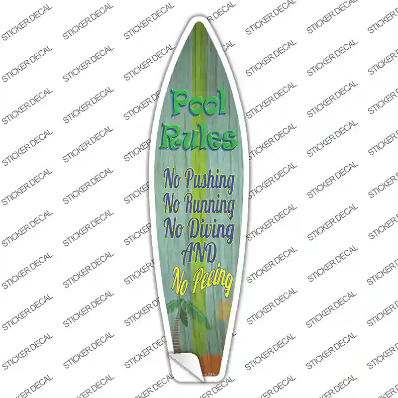 Pool Rules No Peeing Novelty Surfboard Sticker Decal