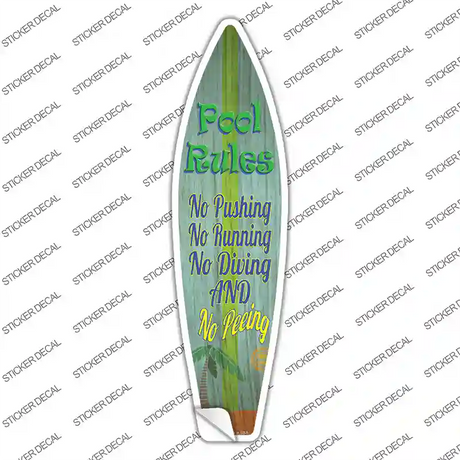 Pool Rules No Peeing Novelty Surfboard Sticker Decal
