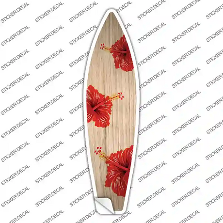 Red Hawaiian Flowers Novelty Surfboard Sticker Decal