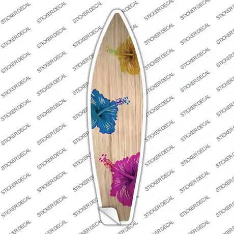 Colored Hawaiian Flowers Novelty Surfboard Sticker Decal