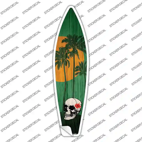 Skull And Palm Trees Novelty Surfboard Sticker Decal