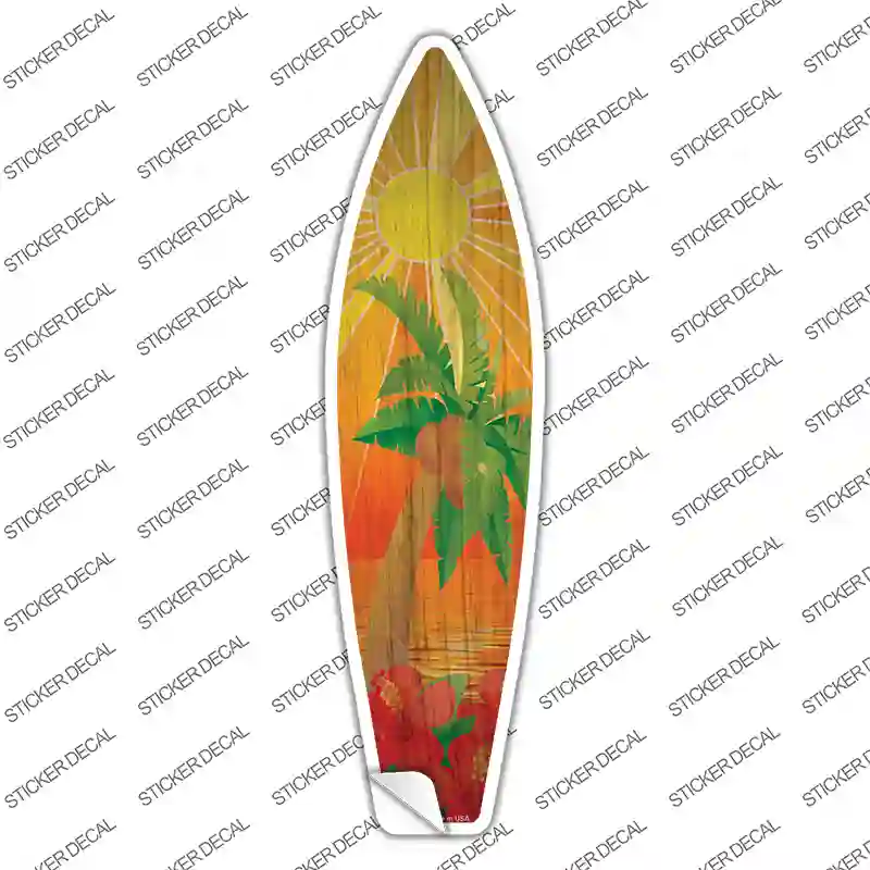 Tree And Flowers Sunset Novelty Surfboard Sticker Decal